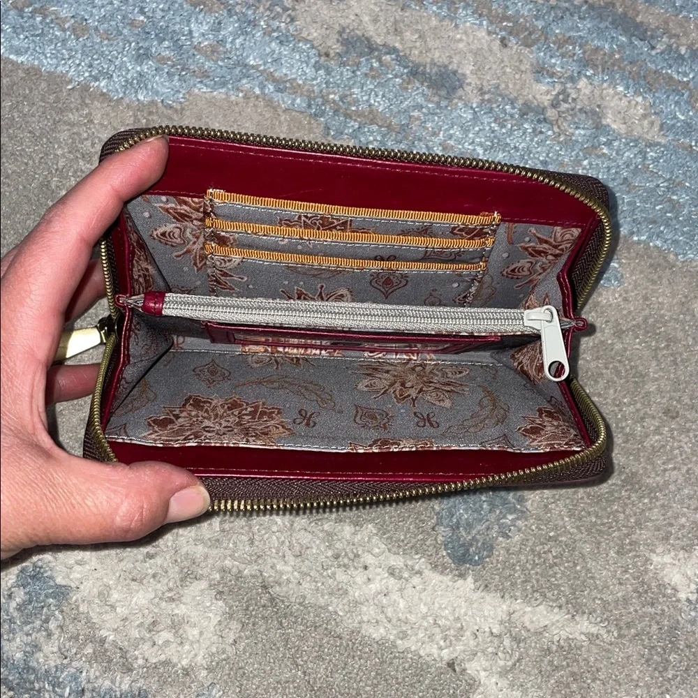 Hobo Honor Leather Zip Around Wallet Cherry Red Color
